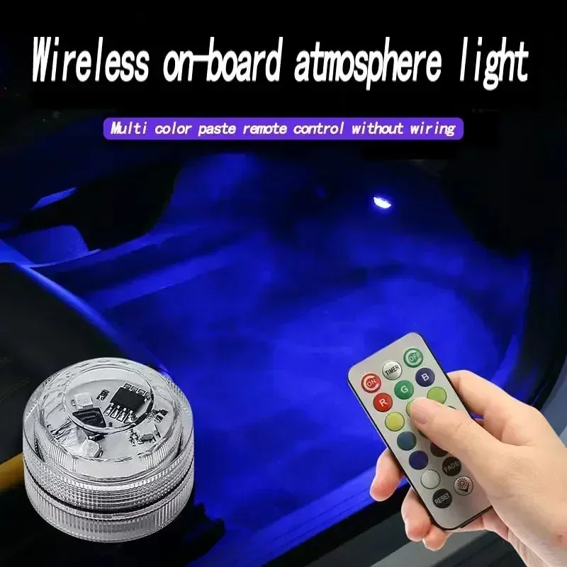 Interior Design Icon - LED ภายในรถ Ambient Light รีโมทคอนโทรลตกแต่งหลังคาอัตโนมัติเท้าบรรยากาศโคมไฟไฟท้ายจักรยานไร้สายกาว