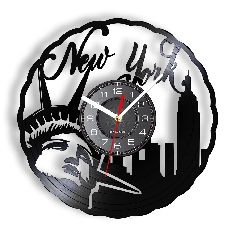 Interior Design New York - นิวยอร์ก สกายไลน์ วินเทจ ไวนิล รีคอร์ด วอลล์