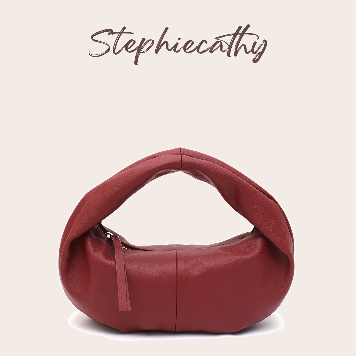 Interior Design Minimalist - กระเป๋าหนังแท้ SC Soft สำหรับผู้หญิง กระเป๋าถือขนาดเล็กแบบ Slouchy