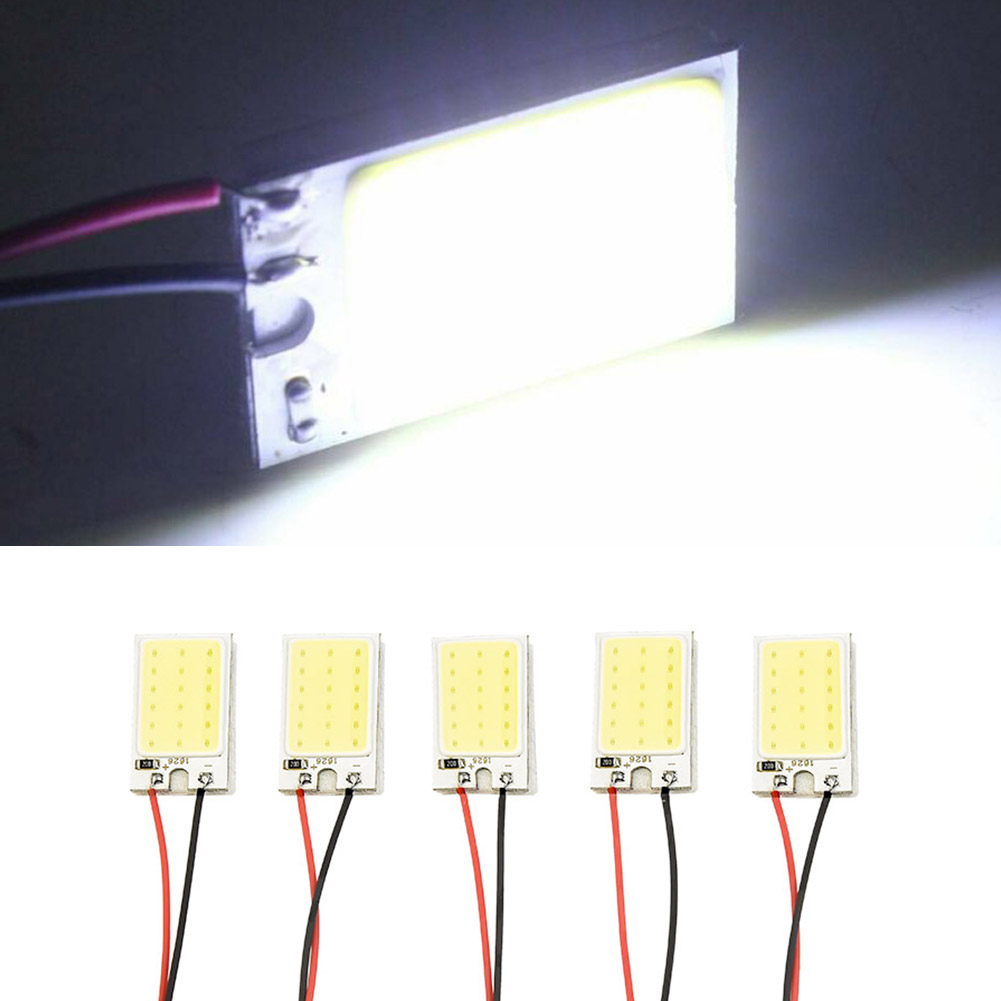 Interior Design Icon - 5 ชิ้นสีขาว COB 18 LED ชิปแผงไฟภายในรถหลอดไฟสำหรับ
