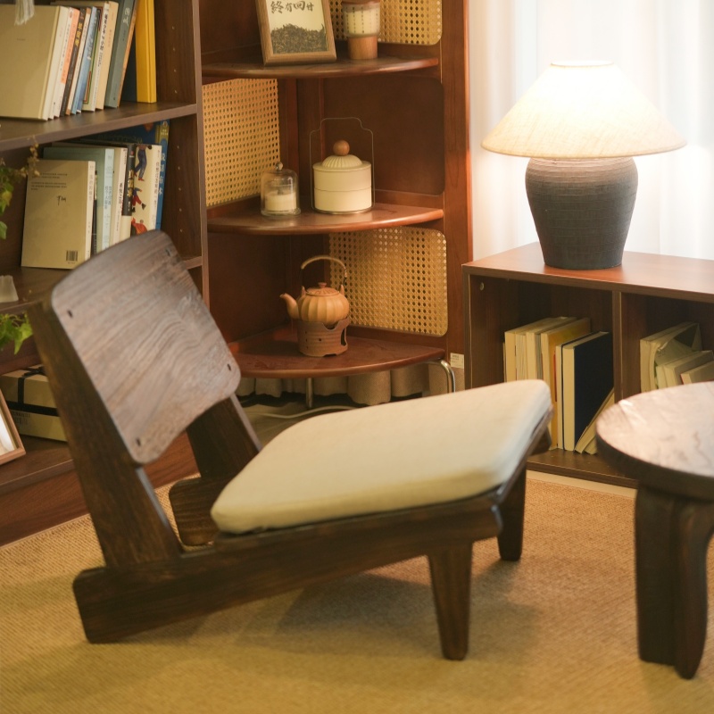 Interior Design Japanese - เก้าอี้ทาทามิแบบมินิมอล - ดีไซน์ไม้เนื้อแข็งสำหรับการตกแต่งภายในสไตล์เอเชีย เก้าอี้เตี้ยอเนกประสงค์สำหรับโต๊ะทำงานบนพื้น รับประทานอาหาร และอ่านหนังสือ